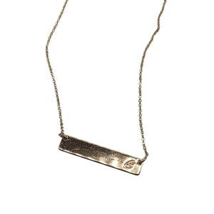 Initial C Bar Necklace Unisex Gold Tone With Gift Box